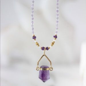 Amethyst Large Spike Crystal Necklace